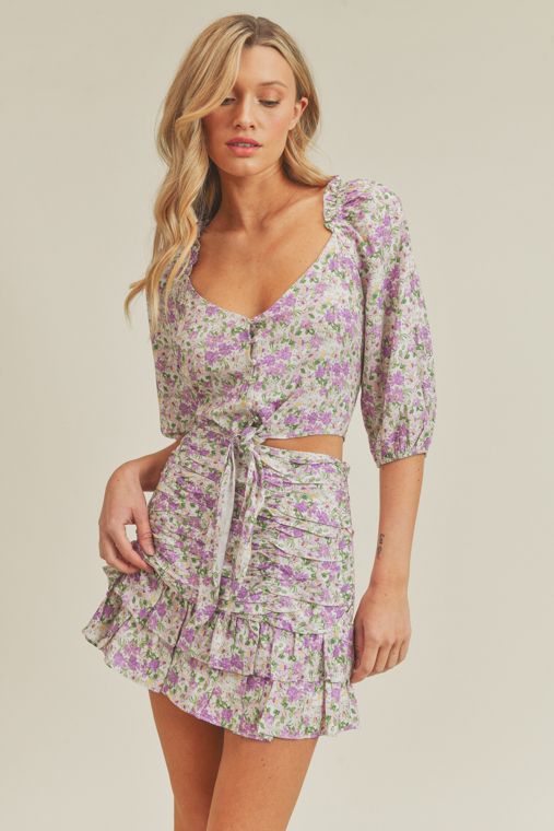 Budding Romance Tie-Front Top