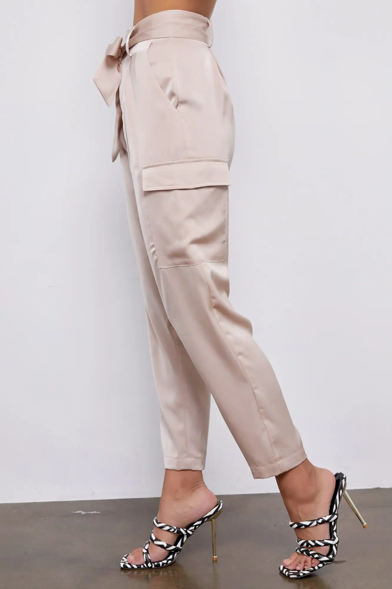 Pure Decadence High-Rise Champagne Satin Pant