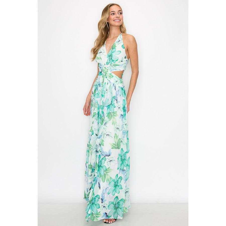 Floral Goddess Cutout Maxi Dress