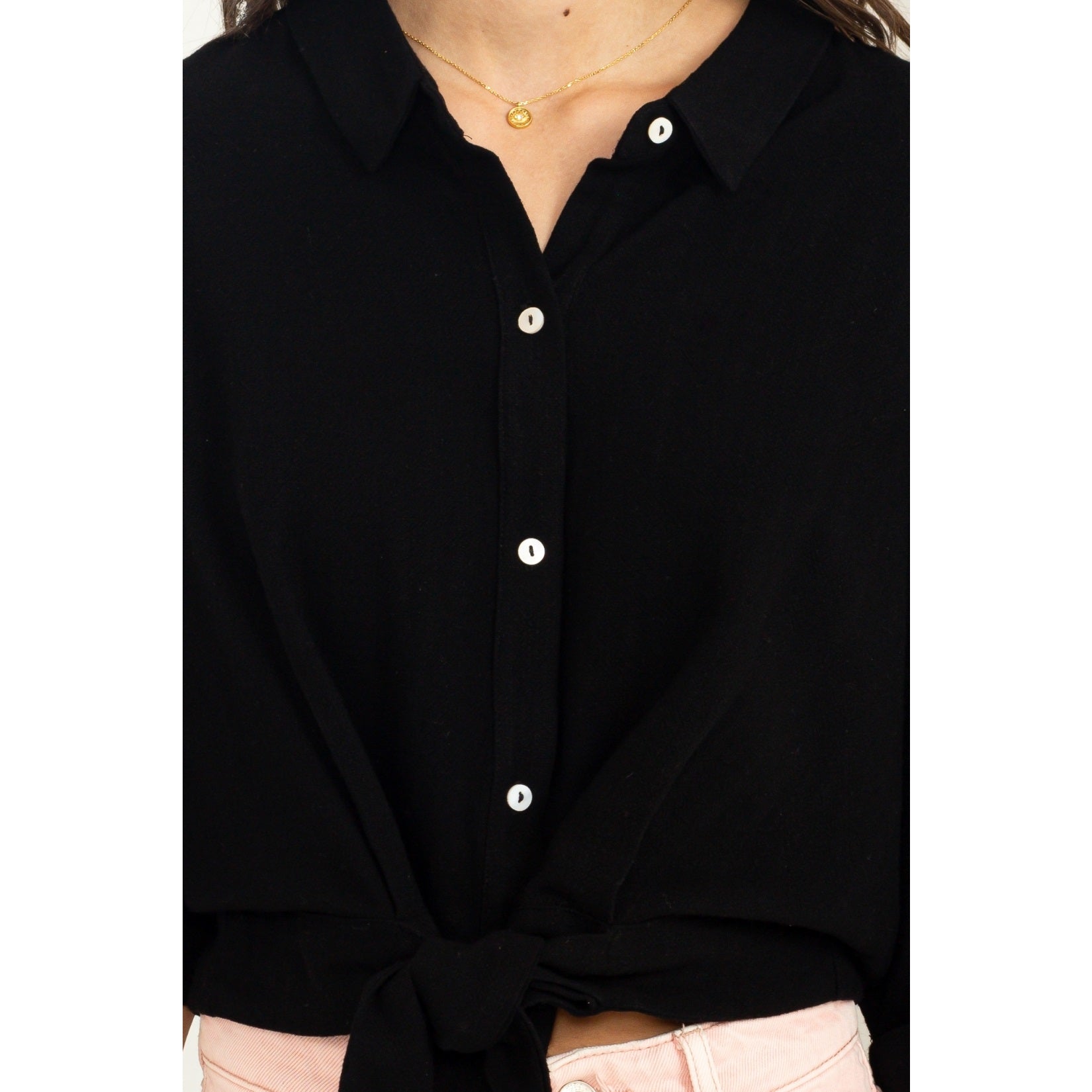 Classic Babe Black Tie-Front Top