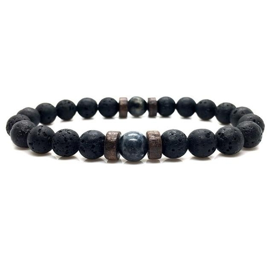 Lava Stone & Imperial Jasper Bracelet (Men's)