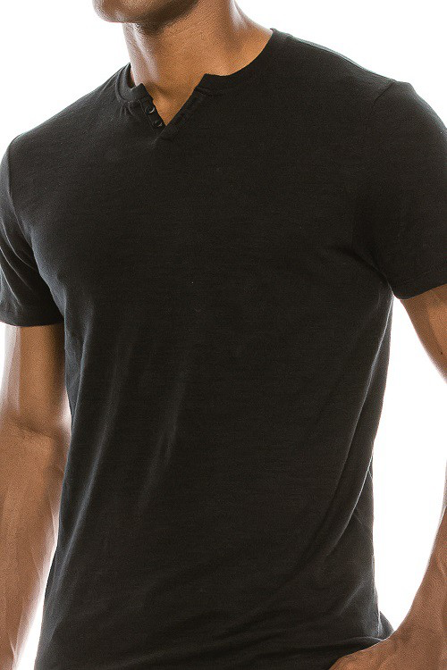 Black Slub Notch Tee