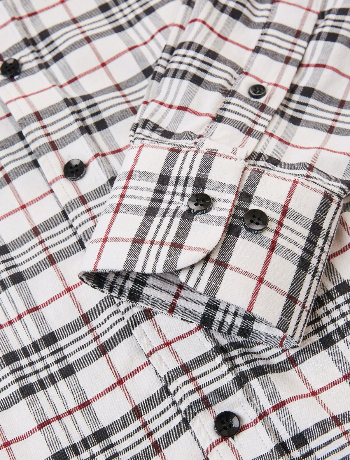 White Woven Check Long Sleeve