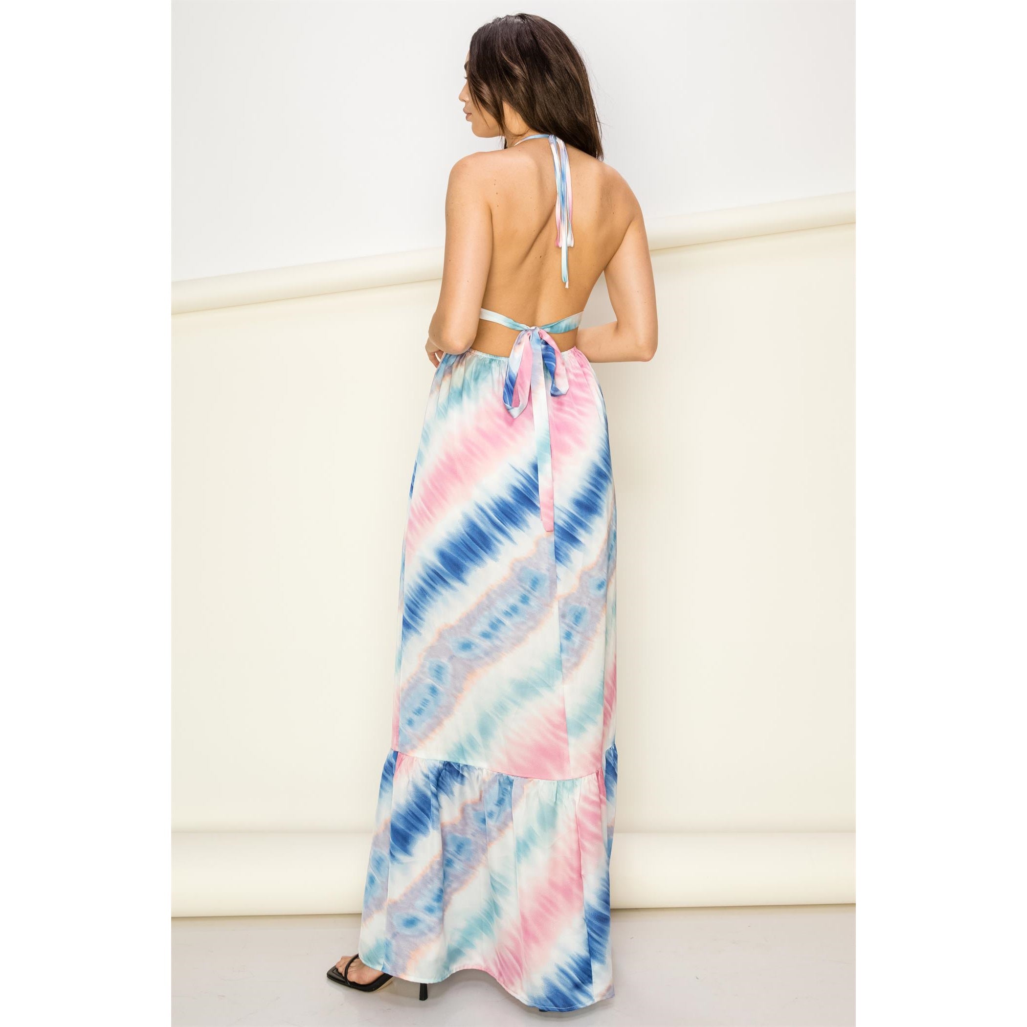 Making Waves Cutout Halter Maxi Dress