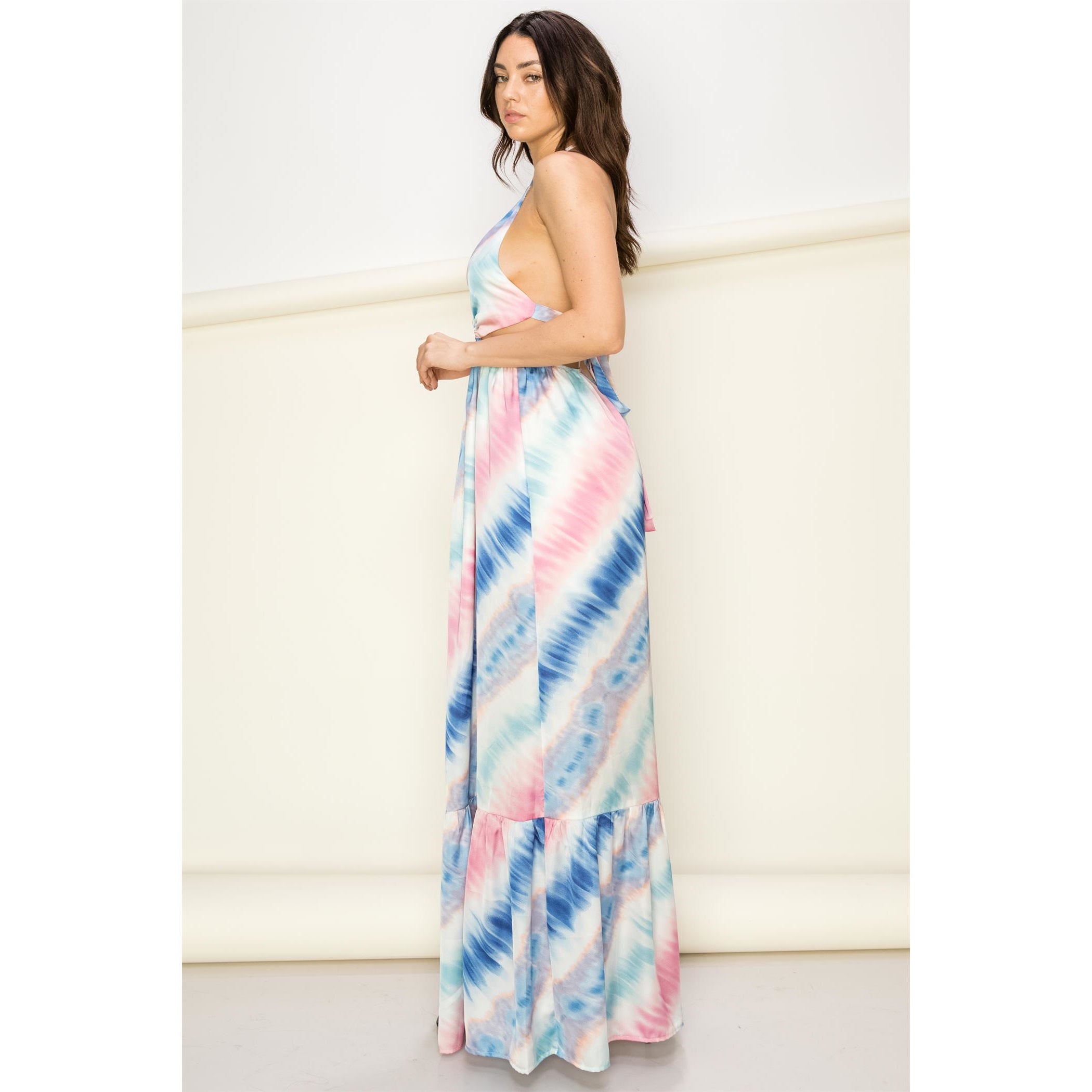 Making Waves Cutout Halter Maxi Dress